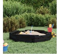 Bac à sable - VIDAXL - Octogone en bois massif - 4 sièges - Noir - 111x111x20 cm