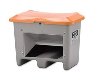 Bac à sel PFV PLUS3 200 litres avec ouverture d'écoulement et passage de fourches - Pour sable, sel, granulats, absorbant - CEMO - 10568