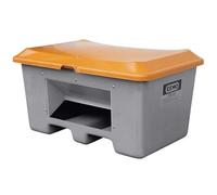 Bac à sel PFV PLUS3 400 litres avec ouverture d'écoulement et passage de fourches - Pour sable, sel, granulats, absorbant - CEMO - 10572
