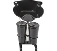 Bac à shampoing portable, réglable en hauteur, design double réservoir, matériaux durables, noir