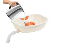 Bac à Shampoing Portatif - Plateau Lave-Tête avec Soutien Nuque | Évier de Lit pour Personnes Âgées et Enceintes | Tuyau de Drainage pour Coupe et Teinture