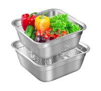 Bac à Vaisselle Pour évier De Cuisine Bassin à Légumes En Acier Inoxydable De Grande Capacité Avec Bord Roulé Et Large Panier De Lavage Empilable Pour Fruits Et Légumes Accessoires De Cuisine, Sans Tr