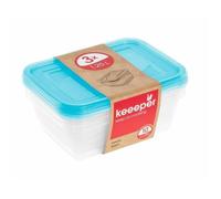 Bac Alimentaire - Fredo Fresh - Ensemble de contenants - 3x1,25l - Rectangulaire - Couleurs variées