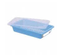 Bac alimentaire plat 3 L HACCP avec couvercle et grille - Bleu