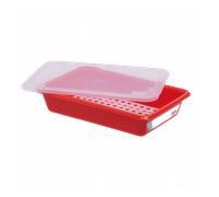 Bac alimentaire plat 3 L HACCP avec couvercle et grille - Rouge