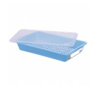 Bac alimentaire plat 5 L HACCP avec couvercle et grille - Bleu