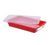 Bac alimentaire plat 5 L HACCP avec couvercle et grille - Rouge