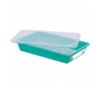 Bac alimentaire plat 5 L HACCP avec couvercle et grille - Vert