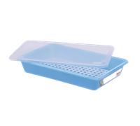 Bac alimentaire plat 8 L HACCP avec couvercle et grille - Bleu