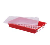 Bac alimentaire plat 8 L HACCP avec couvercle et grille - Rouge