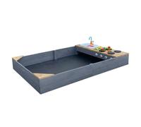 AXI Bac à sable en bois Kelly – 180×115 cm, banc et jeux de cuisine avec évier, gris clair et brun