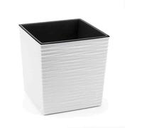 Bac Biron Blanc Rillenoptik, 25x25x26cm Plastique Cache-Pot Avec Utilisation