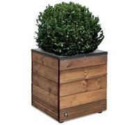 CERLAND - Bac à Fleurs Carré Collectors 45 × 45 × 47,5 cm - Fabrication Française - Épicéa Massif avec Vis INOX - Design Moderne avec Rebords Métalliques - Jardinière Terrasse & Jardin