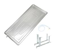 Bac Condensat Clim Acier Inoxydable, Bac de Récupération des Condensats avec Support de Montage, Kit D'accessoires de Drainage, Tuyau de Vidange, Sortie D'eau(84 * 38cm)