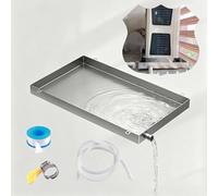 Bac Condensat Pompe a Chaleur Bac de Récupération Universel pour Climatiseur de Fenêtre (extérieur) avec Tuyau Souple, Bac D'égouttage en Acier Inoxydable 304(85x30cm(33x12in))