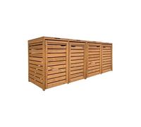 AXI Cache-poubelle Lex - Abri extérieur bois marron 4 conteneurs max 240L - excellente ventilation