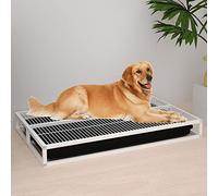 Bac d'apprentissage de la propreté en métal robuste pour chiots, parfait pour les appartements, balcons, porches et salles de bains (54 x 37 x 8 cm, blanc)