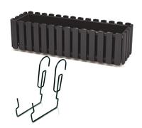 Bac de balcon avec crochets pot de fleurs bac a plantes forme clôture anthracite 58 cm 10 L pot de balcon balustrade boite a fleur