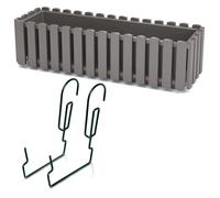 Bac De Balcon Avec Crochets Pot De Fleurs Bac A Plantes Forme Clôture Gris 58 Cm 10 L Pot De Balcon Balustrade Boite A Fleur Multicolore