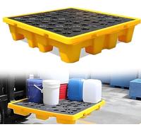 Bac de confinement anti-fuite avec drain - Plateau modulaire empilable en polyéthylène pour garage, cuisine, sous-sol et rangement industriel (49 x 35 x 9,5 cm) - Durable et pliable