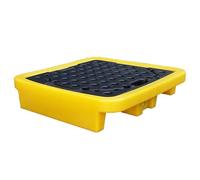 Bac de confinement des déversements d'huile - Palette anti-déversement en plastique résistant avec sortie de vidange, grille supérieure plate étanche, conception modulaire empilable pour seaux de pe