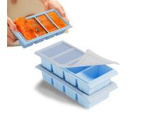 Bac de congélation extra large en silicone avec couvercle, 2 bacs à glaçons super cubes - Permet de faire 8 glaçons parfaits pour une portion d'une tasse (bleu) - Idéal pour la préparation des repas