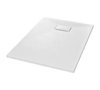 vidaXL Bac de Douche Receveur de Douche Rectangulaire Salle de Bain Maison Intérieur Trou de Drain Standard de 9 cm SMC Blanc 100x70 cm