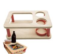 Bac de en Bois - Organisateur de Polyvalent avec Porte-Tasse intégré, Support à Double Couche | Table de Plateau Portable carré, Boissons, collations, Verres, éléments Essentiels