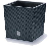 Bac de fleurs 64 L Anthracite polyrotin avec poignée jardinière 40x40x41cm