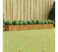Bac De Jardin Surélevé Avec Cadre Renforcé Et Base Ouverte Acier Corten 360x80x40 Cm