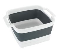 Bac De Lavage Pliable Sira, Bac-vaisselle Pliable Avec Bouchon D'écoulement Intégré & Anses Pour Un Transport Facile, Rangement Peu Encombrant, 8 Litres, (l X H X P) 39 X 32,5 X 18, Gris/blanc - Wenko