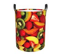 Bac de rangement circulaire imprimé fruits et légumes frais - poignées, grand panier à vêtements, décoration de magasins, vêtements et essentiels quotidiens