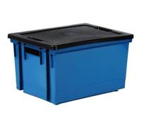 Bac de rangement - EDA - 10 L - Plastique - Couverture clipsable - Bleu minéral et noir