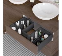Bac de rangement - Emuca - Tidy - Plastique gris antracite - 4 organisateurs - Salle de bain
