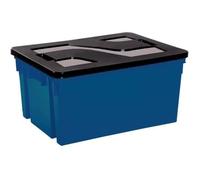 Bac de rangement en plastique - EDA - 50 L - Bleu minéral et noir