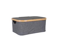 Bac de Rangement en Tissu Gris et Bambou avec Couvercle Petit Modèle - ANDREW -