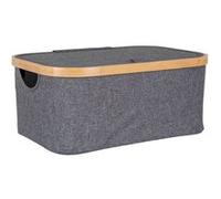 Bac de Rangement en Tissu Gris et Bambou avec Couvercle Petit Modèle - ANDREW - ALTOBUY Gris