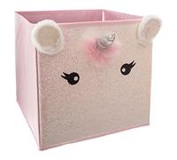 Bac de rangement Licorne Rose pompons