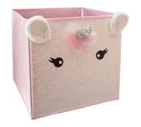 Bac de rangement Licorne Rose pompons