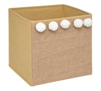 Atmosphera Boîte de rangement Pompons en jute pliable Marron