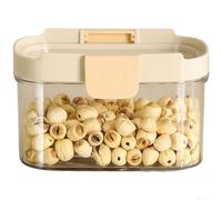 Bac de rangement hermétique pour riz avec joint en silicone - Conteneurs à céréales empilables pour l'organisation du garde-manger - Distributeur de nourriture en PET transparent de 750 ml pour beige