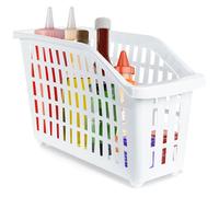 Bac de Rangement Plastique 13L Blanc avec Roulettes Panier Étroit