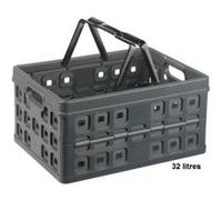 Bac de rangement plastique pliable anthracite avec G