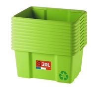 Bac de rangement plastique x10, 30L, L.46,5 x l.36,5 x h.23 cm, empilables, vert