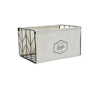 AltoBuy Bac de Rangement Pliable en Métal Noir et Tissu Blanc 38x28cm - LOUANE