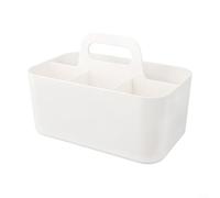 Bac de rangement portable empilable, boîte de rangement multifonction en plastique, avec séparateur amovible et poignée, panier peu encombrant pour cosmétiques, matériaux d'art (blanc)