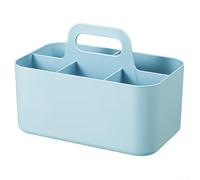 Bac de rangement portable empilable, boîte de rangement multifonction en plastique, avec séparateur amovible et poignée, panier peu encombrant pour cosmétiques, matériaux d'art (bleu)