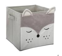 Atmosphera – Bac de rangement renard en velours gris 29x29 cm