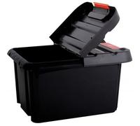 Bac de rangement Stock'R 58 L - EDA PLASTIQUE - Noir et rouge - Couvercle renforcé et poignées verrouillables
