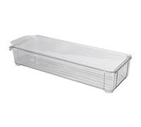 Bac de rangement transparent, conteneurs de stockage en plastique pour congélateur avec couvercle, boîte de rangement portable de grande capacité pour garde-manger, cuisine, (Étroit et court (avec